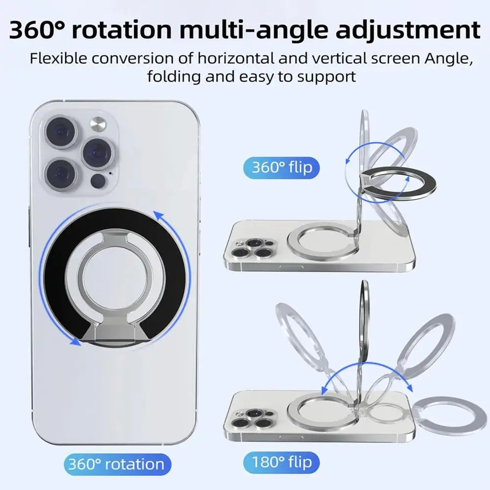 Foldable Double-Sided Magnetic Phone Ring Holder for MagSafe Kickstand Magnet Grip for iPhone & Android Phone Stand