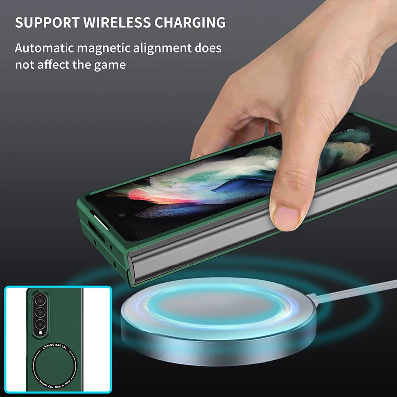 Magnetic Wireless Charging Case for Galaxy Z Fold 3 4 5 – Shockproof Cover