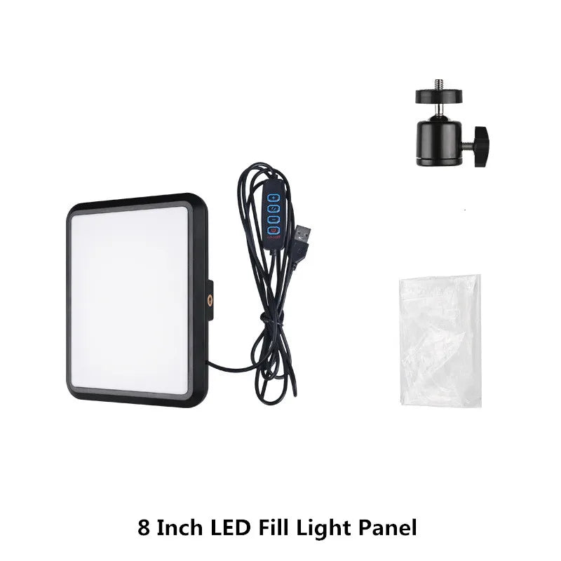 LED Photography Video Light Panel 8/12 Inch Lighting Photo Studio Lamp Kit For Shoot Live Streaming Youbube With Tripod Stand