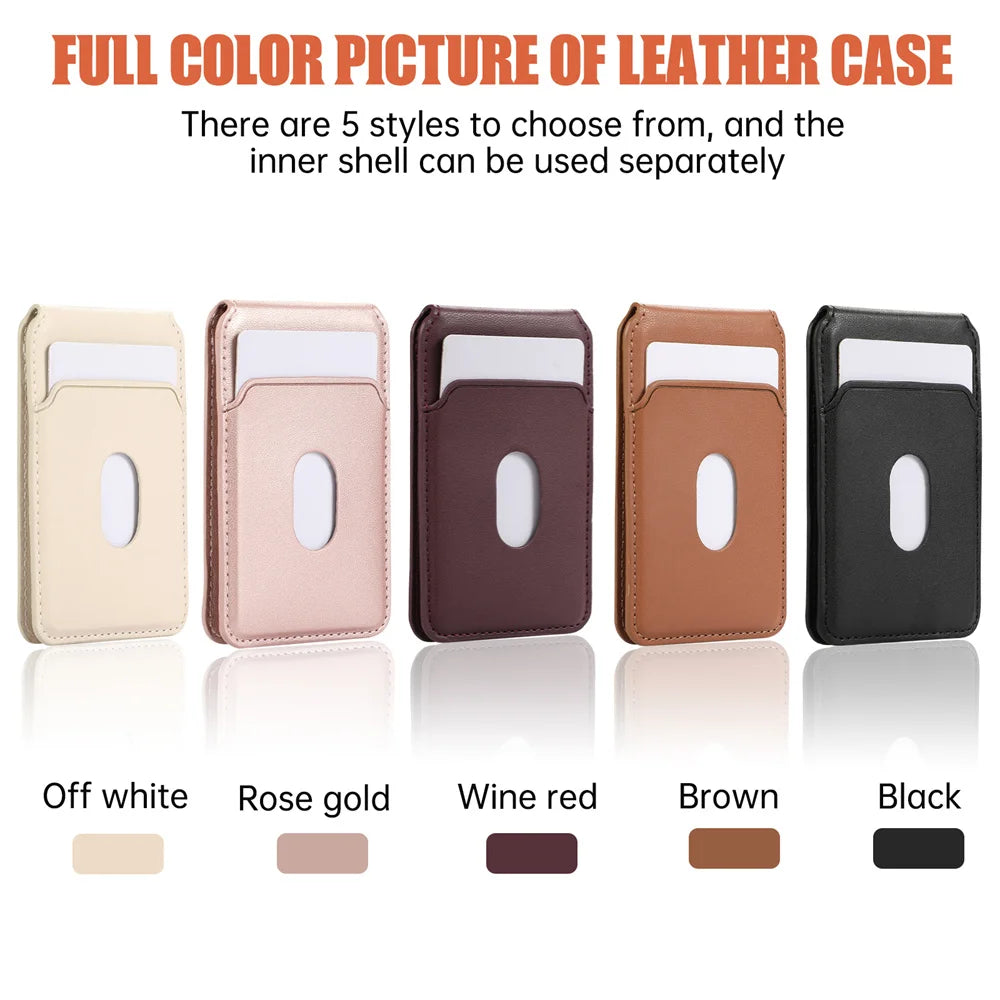 Magnetic Leather Card Holder Wallet for iPhone 16-12 Pro Max Apple Magsafe Phone Bag Cover with MagSafe Magnet