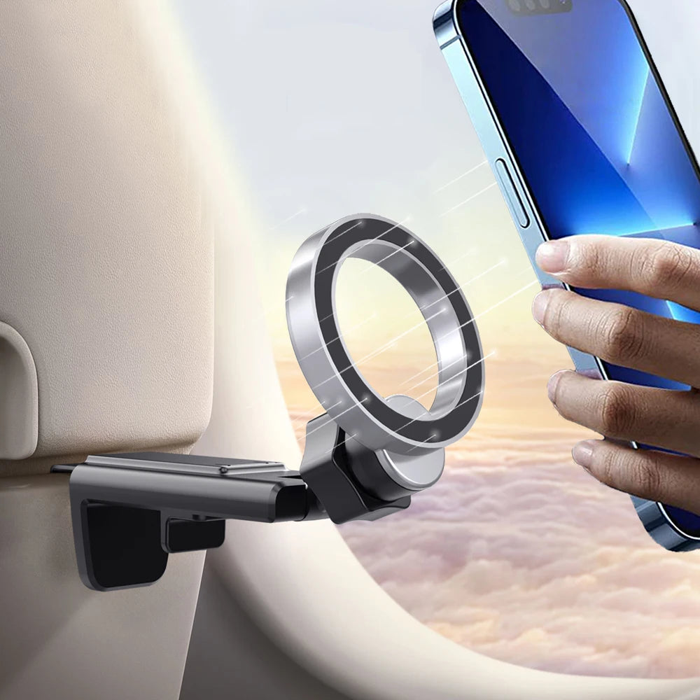 Airplane Mobile Phone Holder Stand Portable Magnetic Travel Phone Mount Flight Seat Desk Phone Clip for MagSafe iPhone 16 Xiaomi