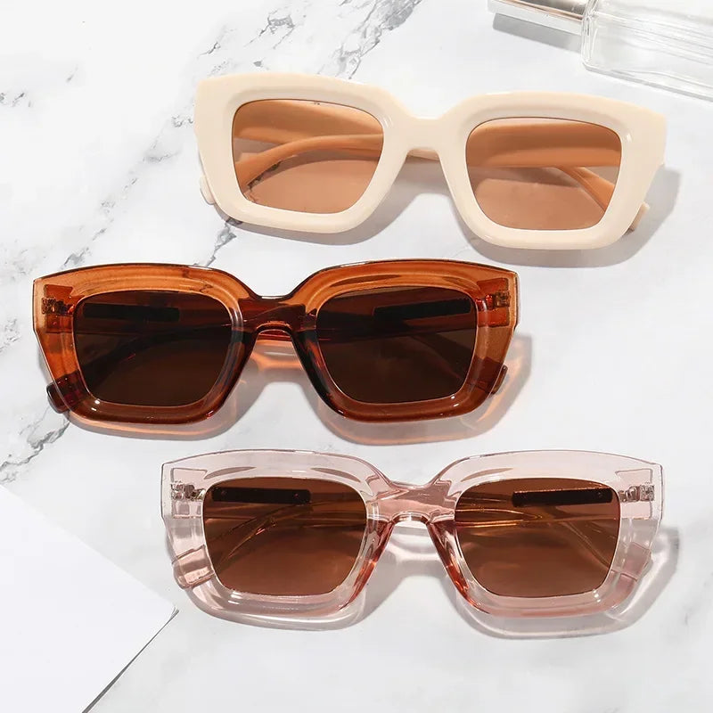 Sunglasses Retro Square Fashion Transparent Frame Shades UV400 Rivets Eyeglasses