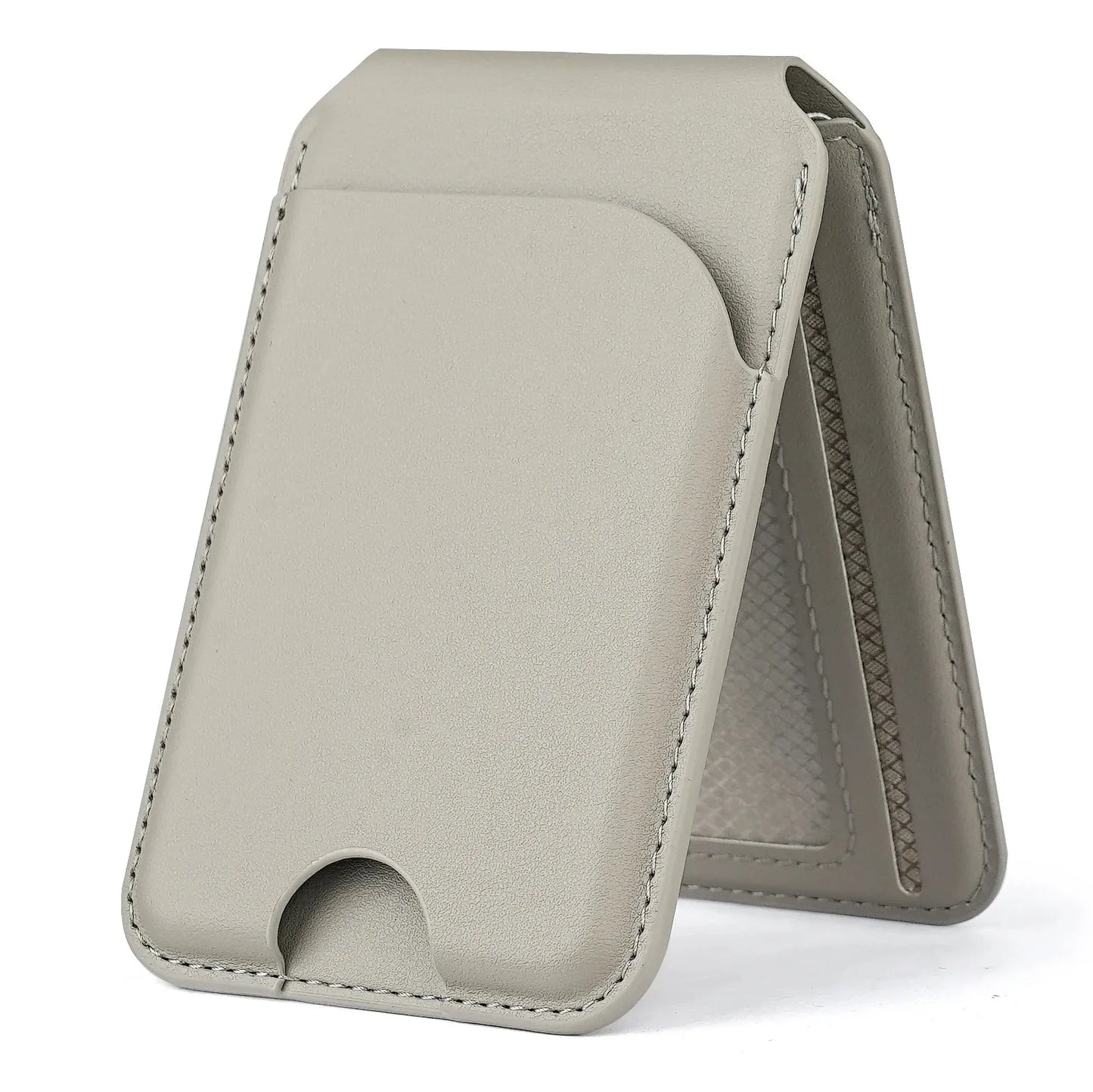 Magsafe Leather Wallet Case 2-in-1 for iPhone 16-14 Pro Max Phone Bank Cards Open ID Window Wallet Case with Adjustable Stand