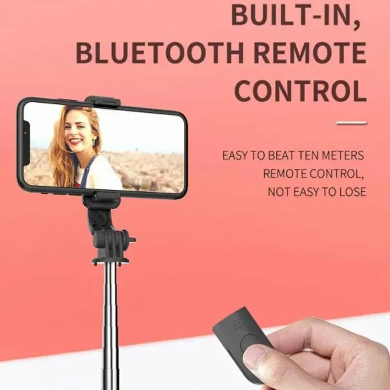 Tripod with Remote Control and Fill Light Stand, Mini Wireless Bluetooth Selfie Stick Smartphone