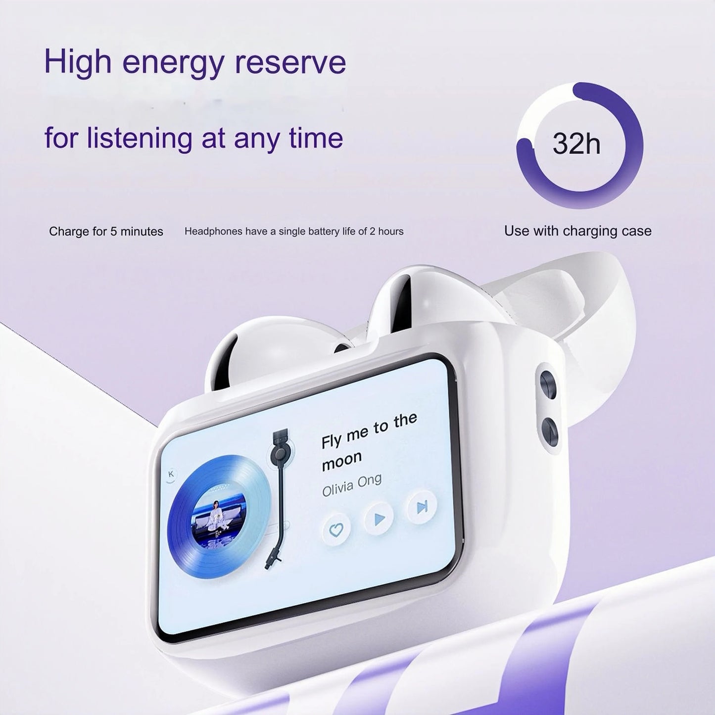 Multi-Language Wireless Headphones W12ENC Noise Reduction & Waterproof