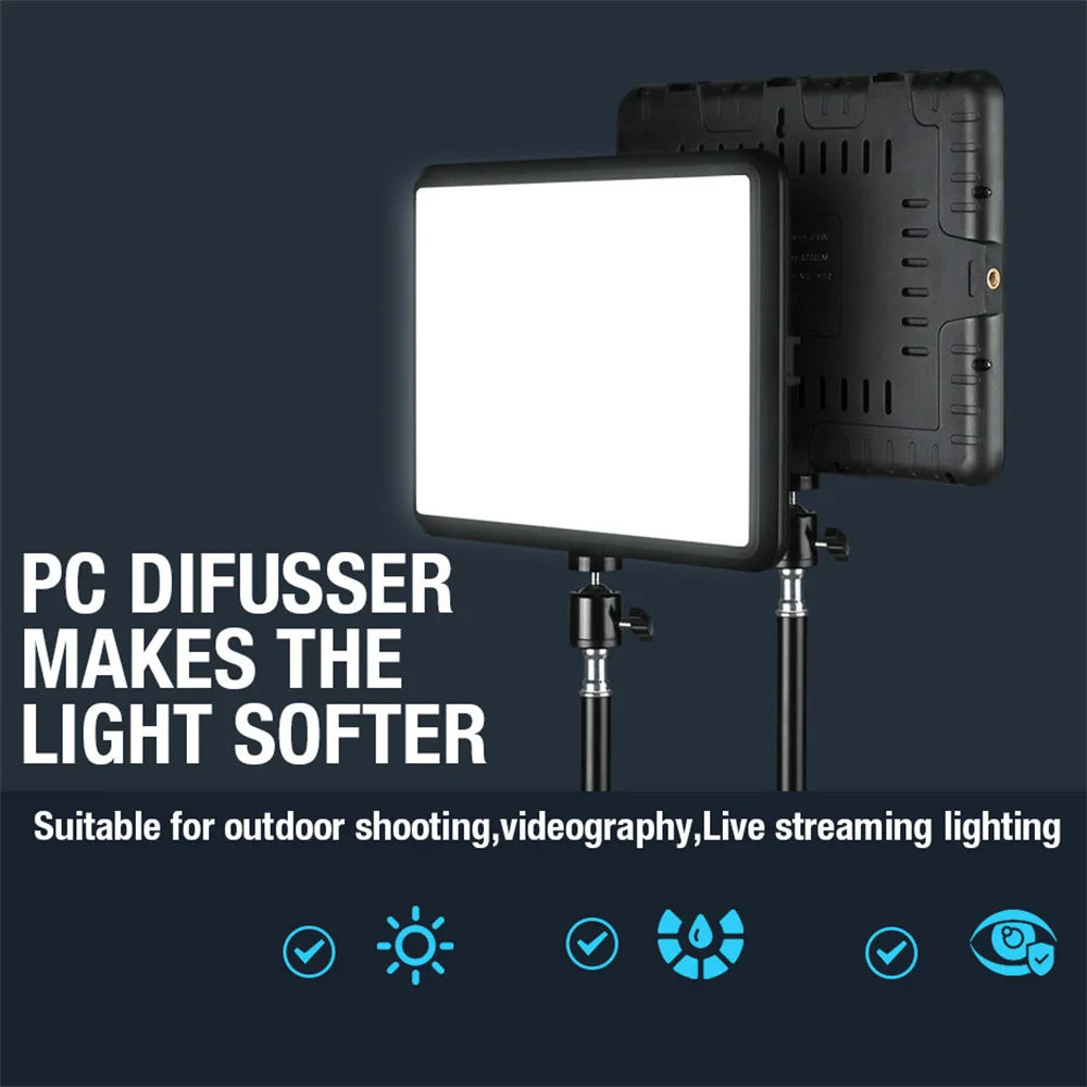 Led Video Light High Power 352 2800K-7000K Panel Light Studio Fill Lamp Photography Lighting Photo w Light Stand for Live Stream