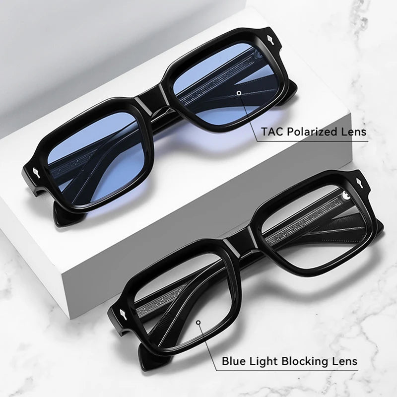 Retro Square Luxury Polarized Sunglasses Clear Anti Blue Light Eyewear Shades UV400 Sun Glasses