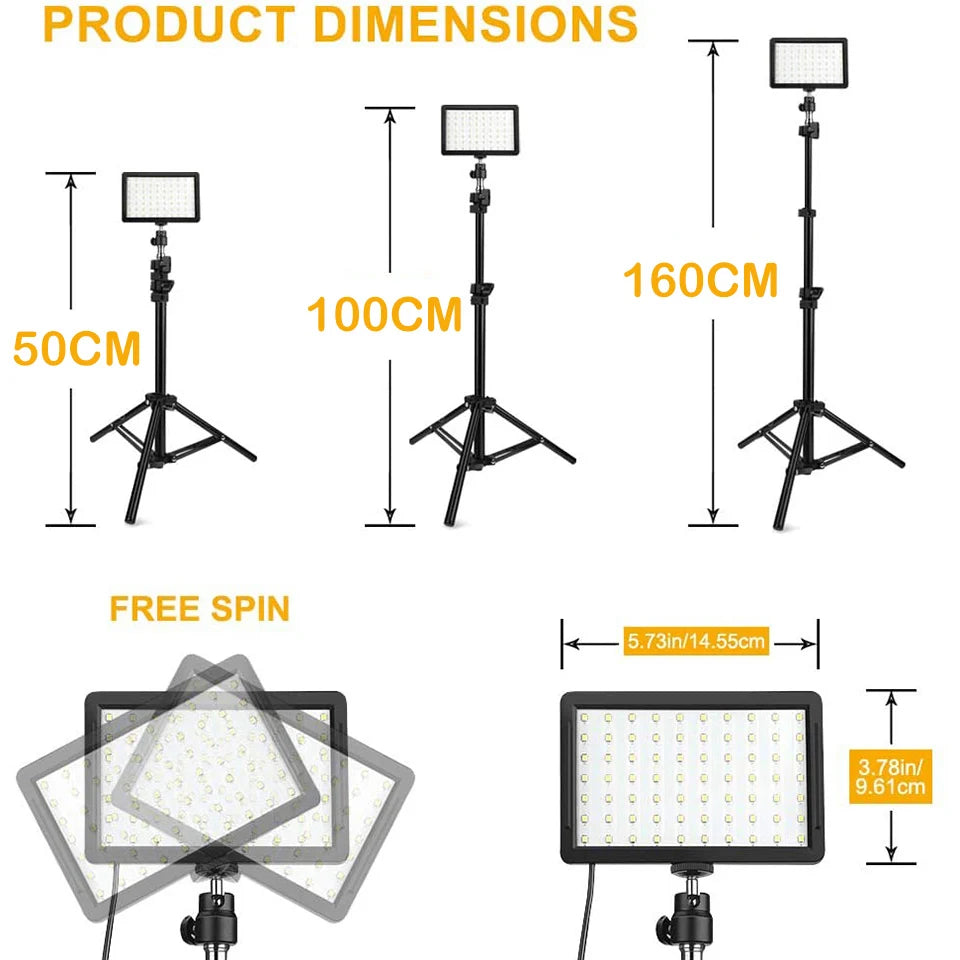 LED Photography Video Light Panel Lighting Photo Studio Lamp Kit