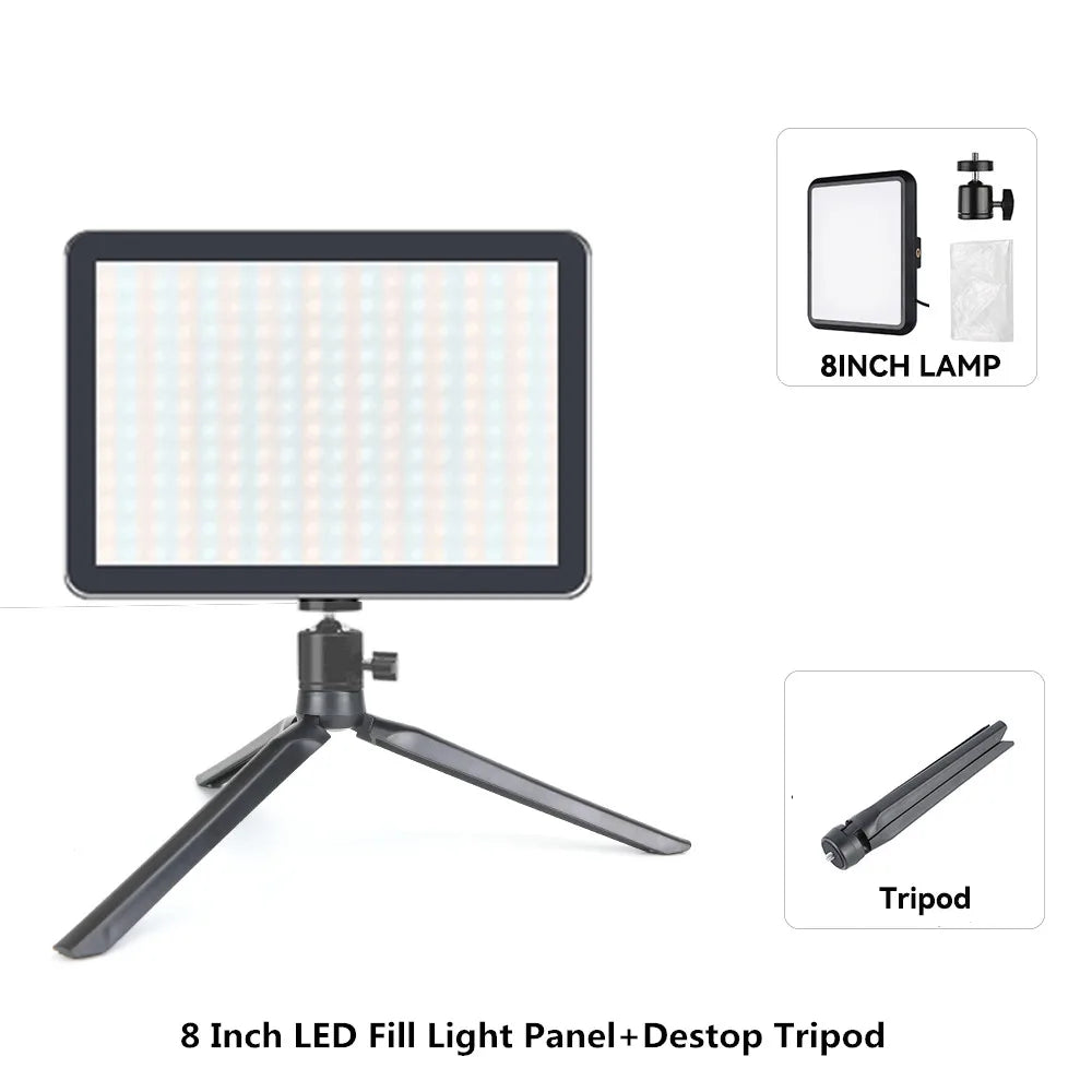 LED Photography Video Light Panel 8/12 Inch Lighting Photo Studio Lamp Kit For Shoot Live Streaming Youbube With Tripod Stand