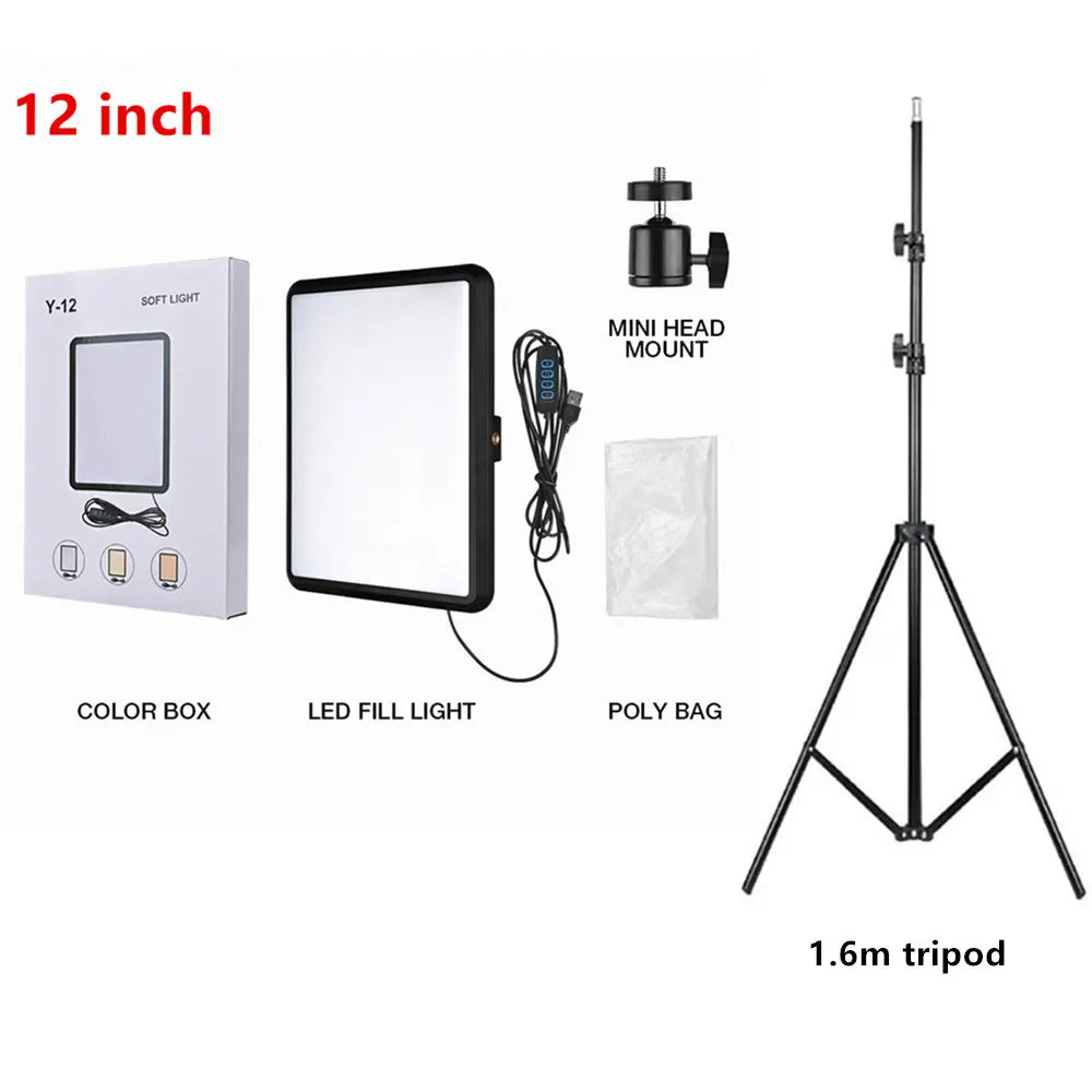 Led Video Light High Power 352 2800K-7000K Panel Light Studio Fill Lamp Photography Lighting Photo w Light Stand for Live Stream