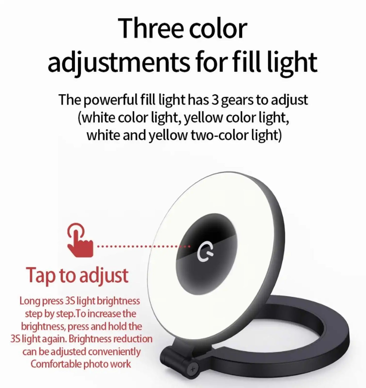 Mini Magnetic Selfie Ring Light Smartphone Magnetic Fill Light Lamp Pocket iPhone 16-12 2500K-9000K