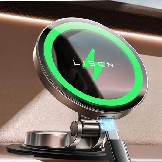 LISEN Magsafe Car Mount Charger 15W Wireless Fast Charging Ultra Magnetic Car Phone Holder