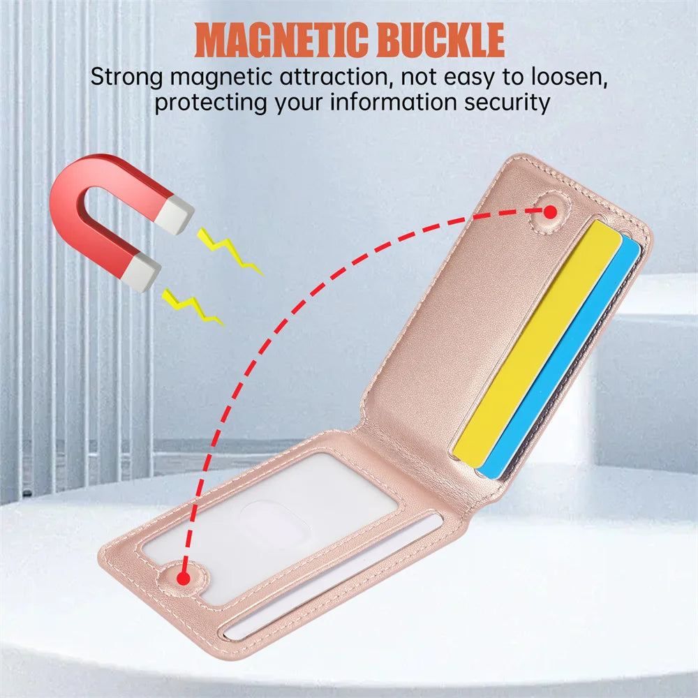 Magnetic Leather Card Holder Wallet for iPhone 16-12 Pro Max Apple Magsafe Phone Bag Cover with MagSafe Magnet