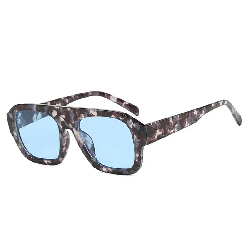 Square Women Sunglasses Shades UV400 Retro Leopard Tea Candy Color Gradient