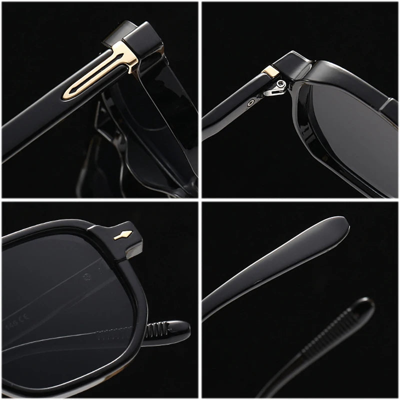 Sunglasses Double Bridges Square Shades UV400 Fashion Trending Rivets Gradient Sun Glasses