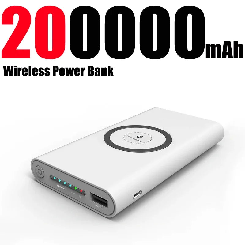 Power Bank Ultra-Large Capacity 200000mAh  Universal Wireless Fast Charging Power Bank Thin And Portable For iPhone Samsung