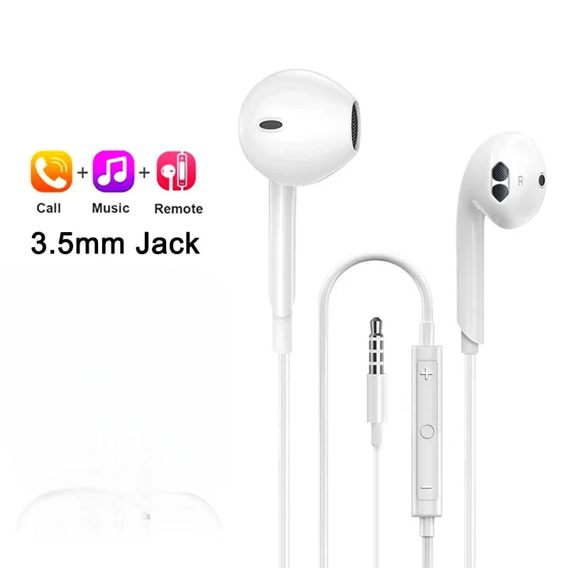 Headphones Original For Apple iPhone 16-11 Pro Max Earphones XR X XS 8 Plus Bluetooth Wired Earbuds Headset Accessories