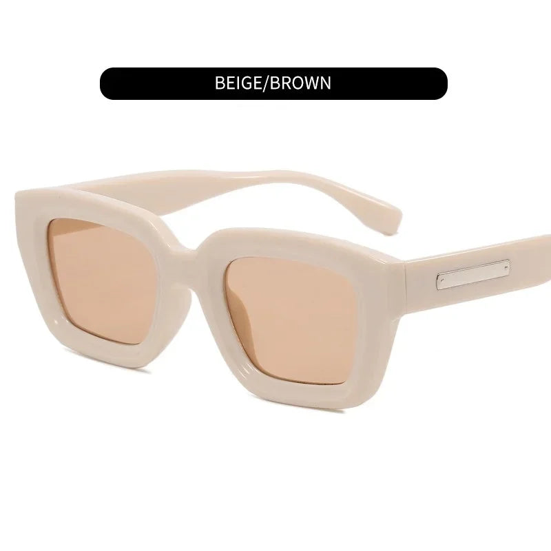 Sunglasses Retro Square Fashion Transparent Frame Shades UV400 Rivets Eyeglasses