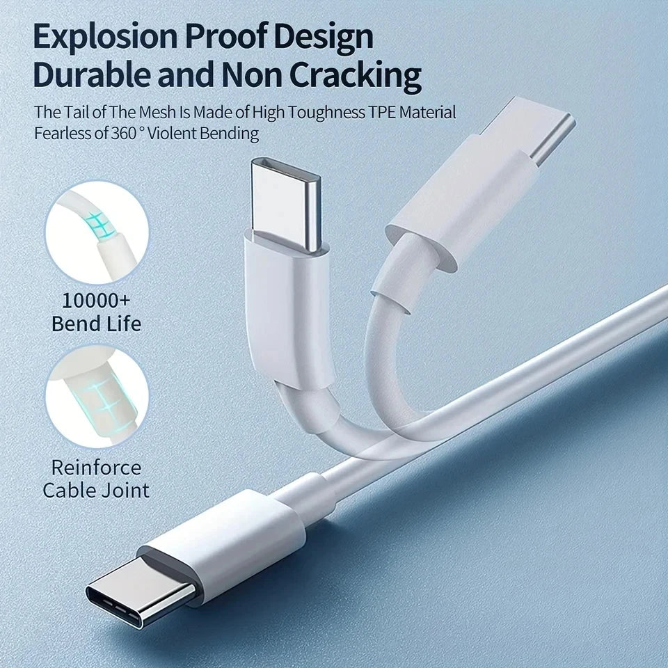 Cable Original 60W PD Type-C to Type C  For iPhone 15 Pro Max 16 Plus Xiaomi Redmi Samsung Quick Charger USB-C Weaving Data Cord