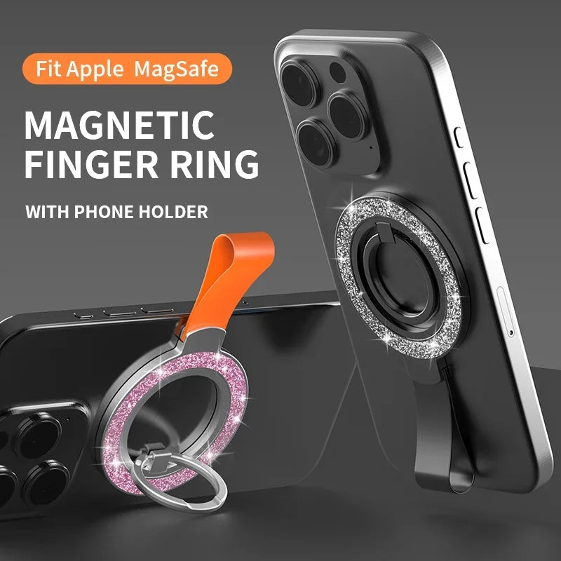 Universal Double-sided Magnetic Holder Sparkling  for Magsafe Mobile Phone Stand in Car Grip Finger Ring Bracket