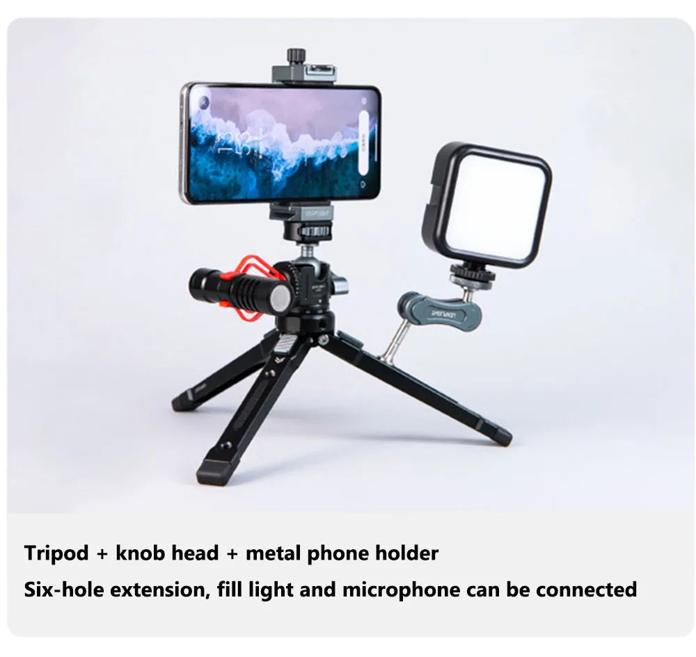 Aluminum Selfie Stick Tripod 360 Ball Head Cold Shoe Tabletop Tripod