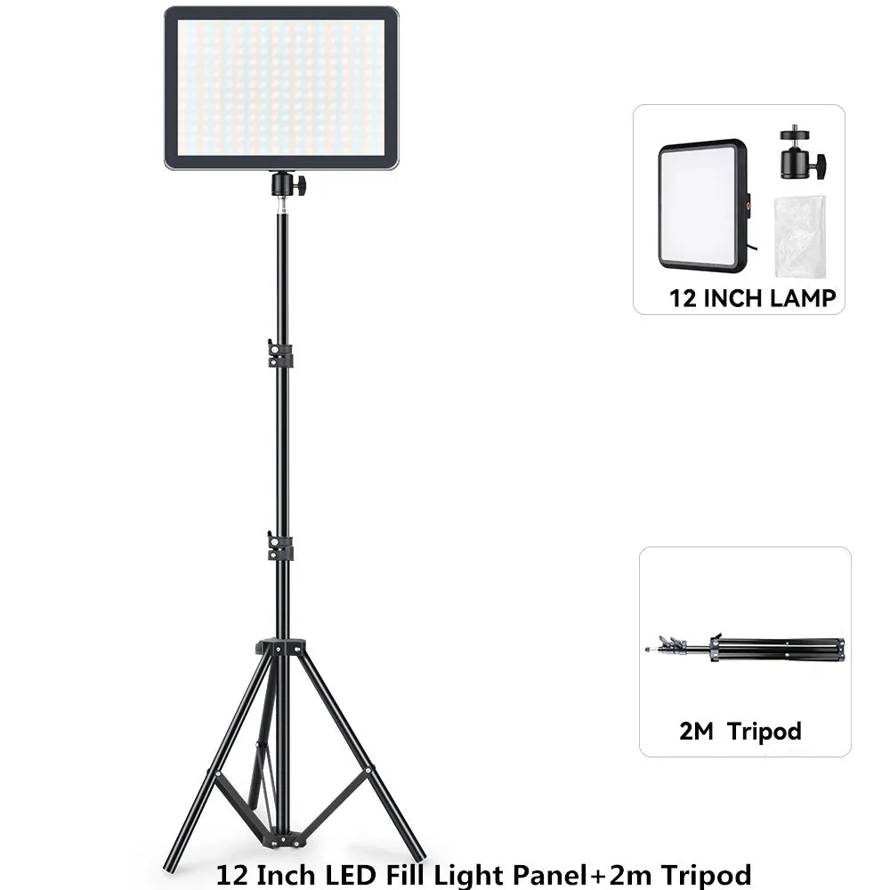 LED Photography Video Light Panel 8/12 Inch Lighting Photo Studio Lamp Kit For Shoot Live Streaming Youbube With Tripod Stand