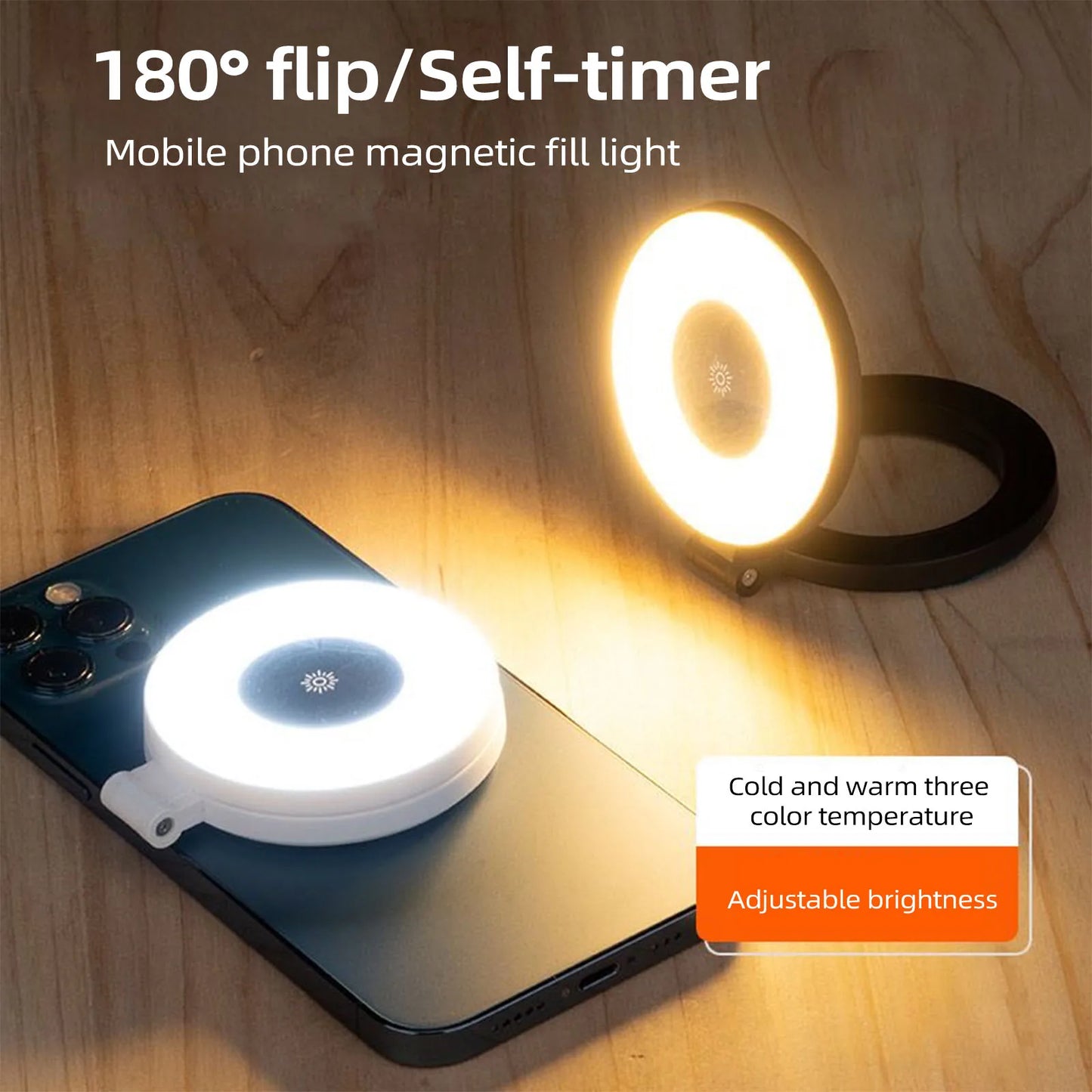 Mini Magnetic Selfie Ring Light Smartphone Magnetic Fill Light Lamp Pocket iPhone 16-12 2500K-9000K