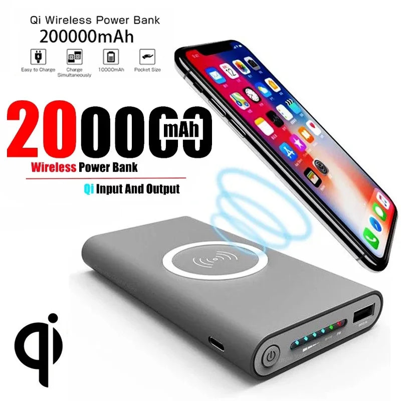 Power Bank Ultra-Large Capacity 200000mAh  Universal Wireless Fast Charging Power Bank Thin And Portable For iPhone Samsung