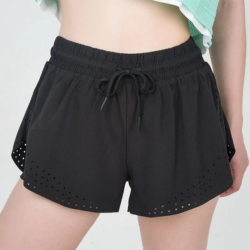 Double-layer Fake Two-Piece Yoga Shorts