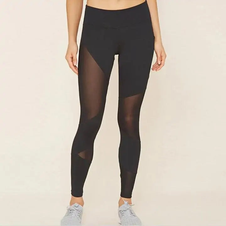 Women's Black Mesh Splice Push Up Leggings