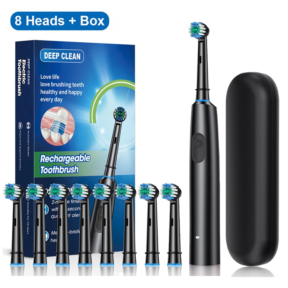 Smart Rotary Electric Toothbrush, Rechargeable Electric Rotating Rotation with USB - Thomnest