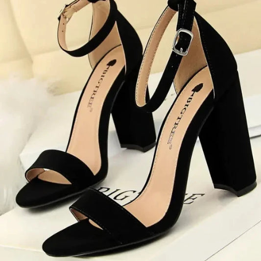 Women's 9.5cm High Heels Sandals Ankle Strappy Dinner Shoes