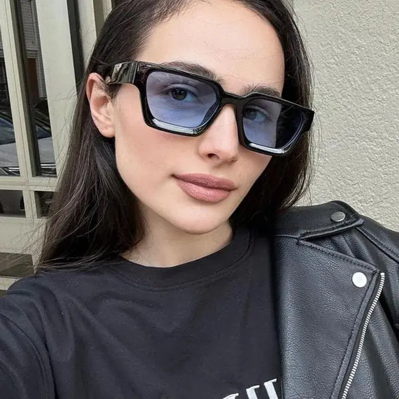 Sunglasses Retro Square for Women Men Thick Frame