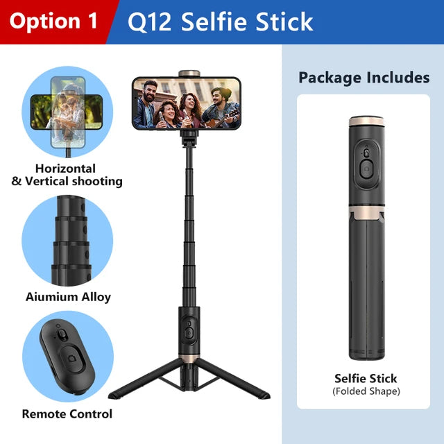 Selfie Stick Foldable Wireless Tripod with Bluetooth Shutter