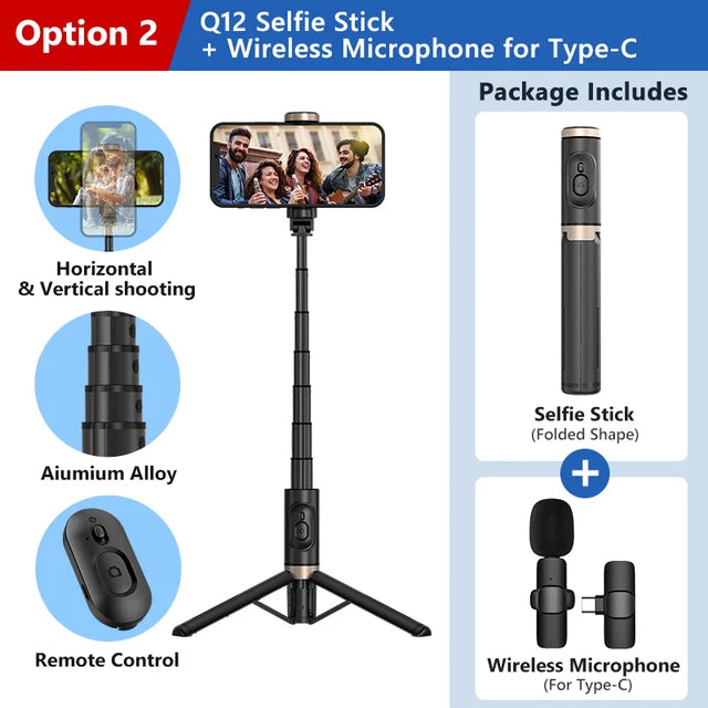 Selfie Stick Foldable Wireless Tripod with Bluetooth Shutter