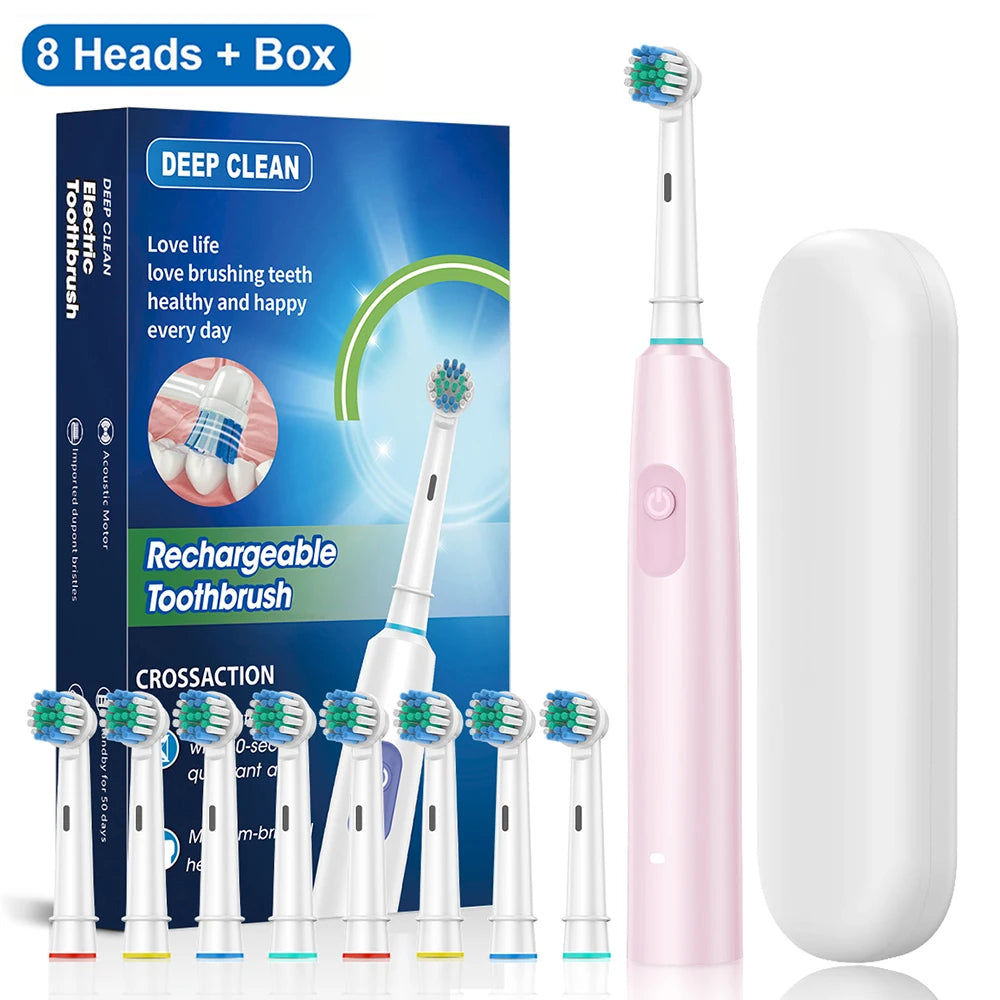 Electric Rotary Toothbrush 8 Heads for Adults | Thomnest