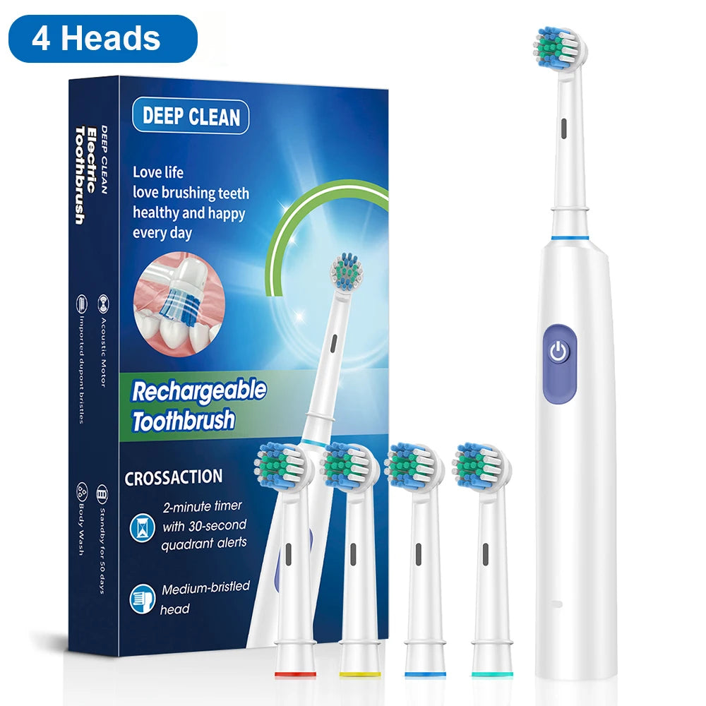 White Electric Toothbrush Rechargeable 8 Heads | Thomnest