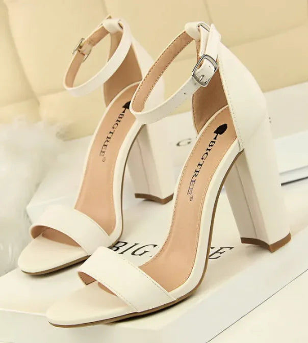 Women's 9.5cm High Heels Sandals Ankle Strappy Dinner Shoes